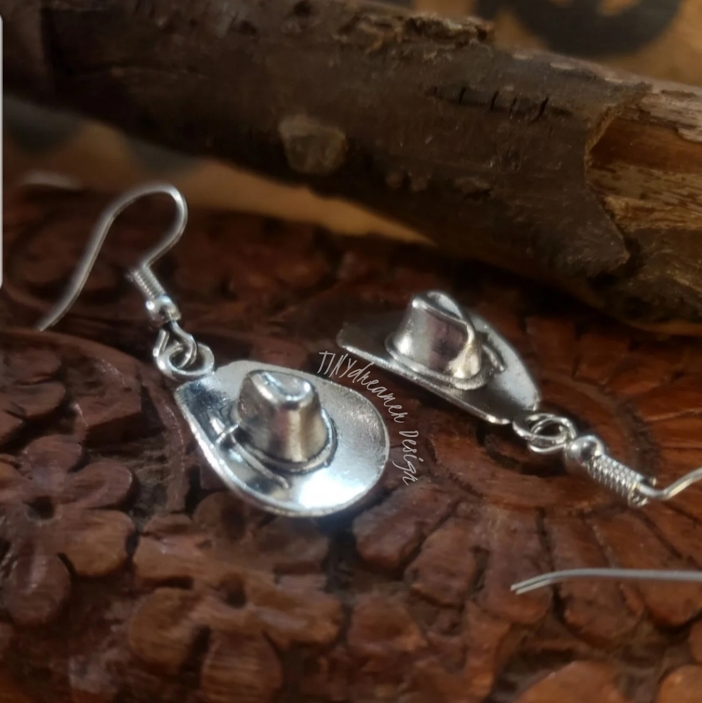 Country Western Cowgirl Cowboy HAT earrings Cowboy Jewelry Gift ideas